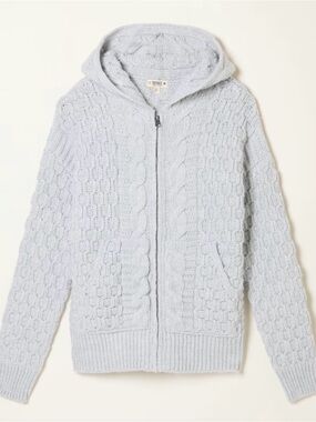 Fat Face Womens Hooded Cable Zip Sweater - Light Gray